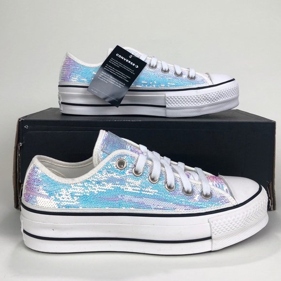 Converse Shoes - Converse Ctas Sequin Silver Platform Low Top